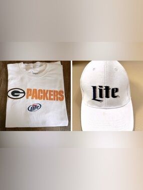 Green Bay Packers/Miller lite tshirt & Hat bundle. New without tags.